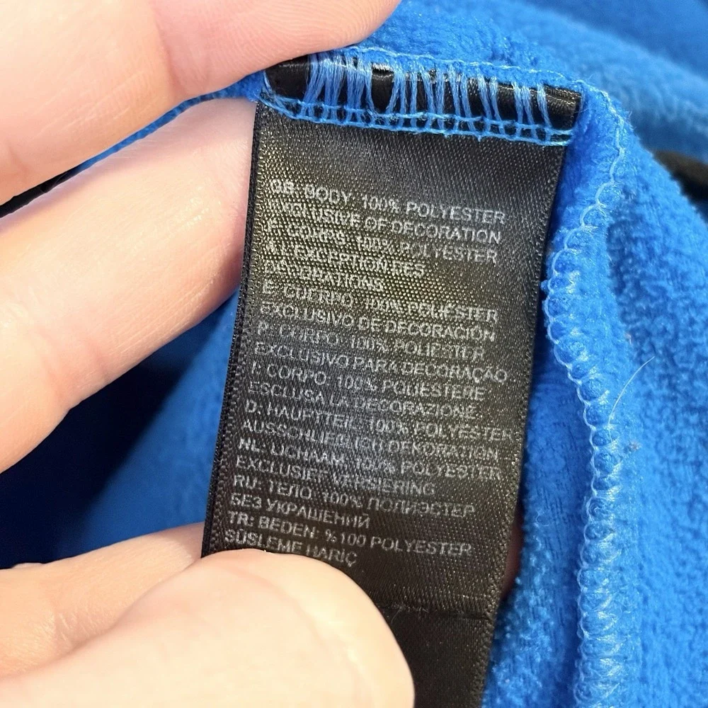The North Face Men's L Blue/Black Colorblock Fleece 1/4 Zip Mock Neck